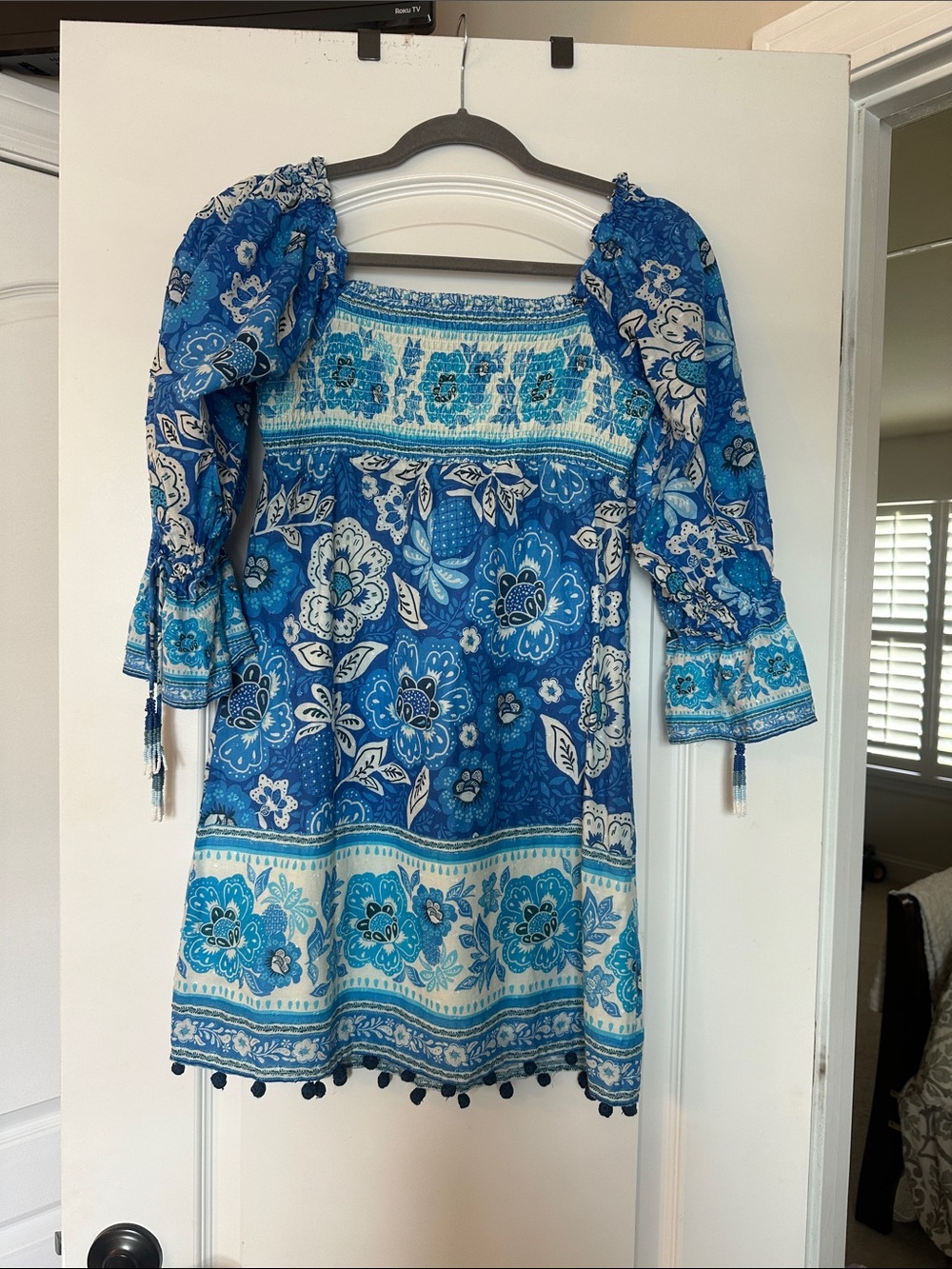 FARM Rio Blue & White Floral Mini Dress